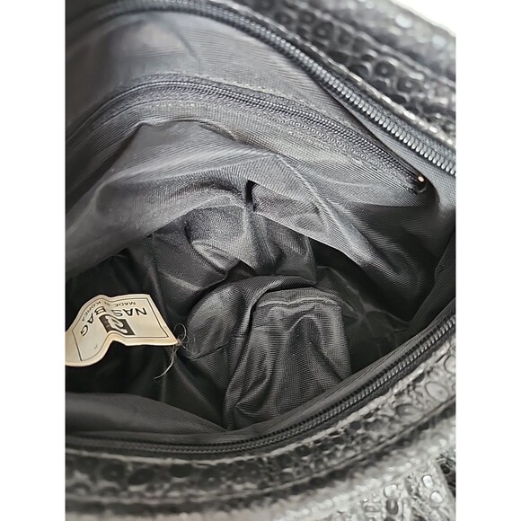 Vintage NAS Shoulder Bag Purse Black Metallic Silver Pewter 1980s Great Cond. - Picture 8 of 9